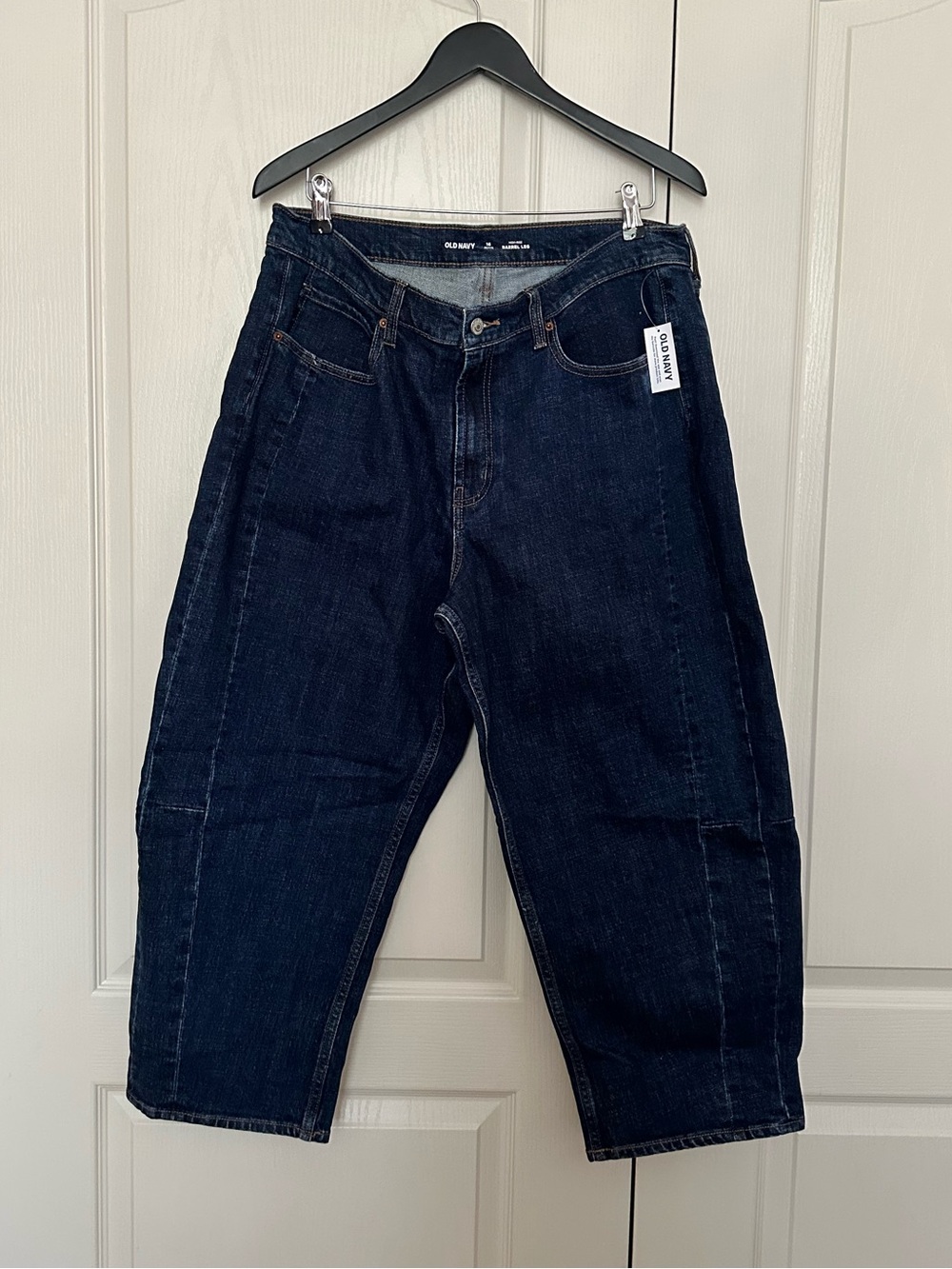 Old Navy High-Rise Barrel Leg Dark Jeans